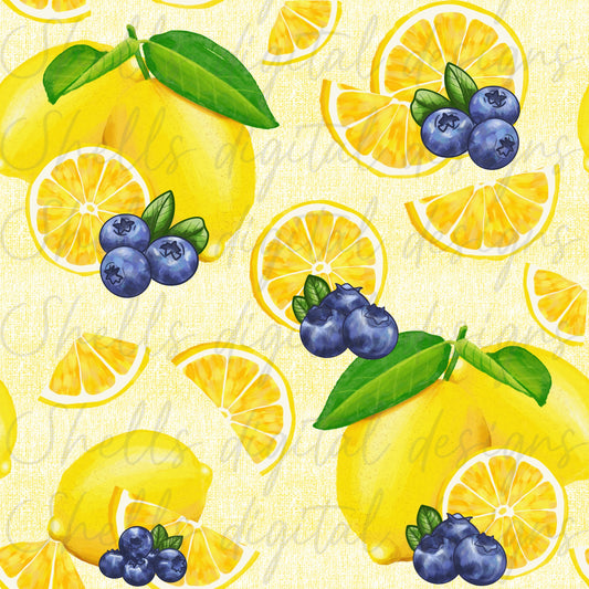 Blueberry Lemon Seamless Digital Download PNG